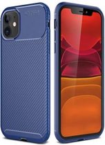 GSM-Basix Carbon Fiber TPU Case Hoesje voor Apple iPhone 11 Blauw