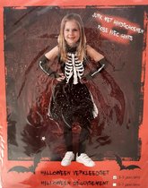Halloween skelet jurk met handschoenen 3-5 jaar