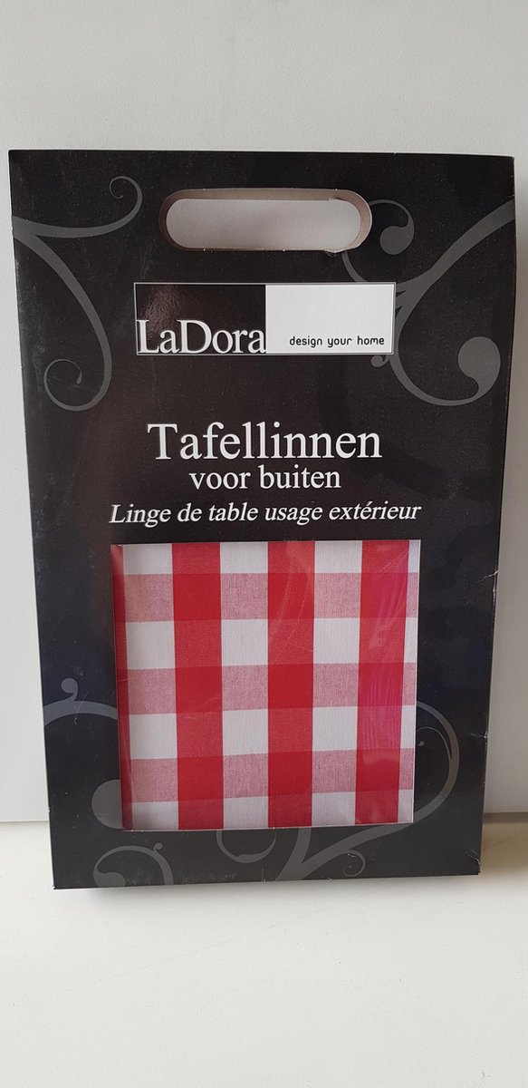 La Dora Tafellinnen voor buiten, rood/wit ruit, rond 150 cm - LaDora
