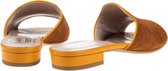 Square Feet dames slipper bruin met oranje leer