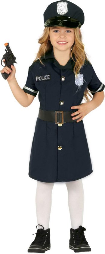 FIESTAS GUIRCA, S.L. - Blauw politie kostuum met riem en pet voor meisjes - jaar)