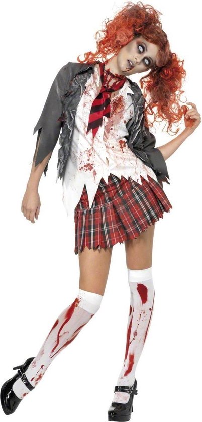 "Zombie schoolmeisje kostuum Halloween outfit - Verkleedkleding - XS"