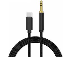 USB-C naar Headphone Jack Audio Aux Kabel - usb c naar Aux Auto Kabel - 3.5 mm - 1 Meter - Zwart