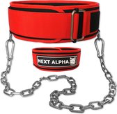 Next Alpha Gewichthefriem & Dip Riem Combinatie - Custom Powerlifting Belt voor Man en Vrouw - Veiligheidsluiting & Quick Release Gesp - Met Ketting - Large