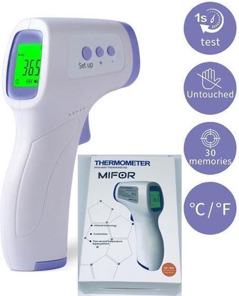 Verst Vermeend geluk MIFOR - Voorhoofdthermometer - Professionele Infrarood Thermometer - GRATIS  BATTERIJEN... | bol.com