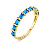 Twice As Nice Ring in 18kt verguld zilver, 9 donkerblauwe zirkonia baguette  52