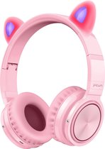 Lovnix Lucky Cat - Draadloze Bluetooth Kinderkoptelefoon - Over-Ear Koptelefoon voor Kinderen - Met Led Kat Oortjes - Roze
