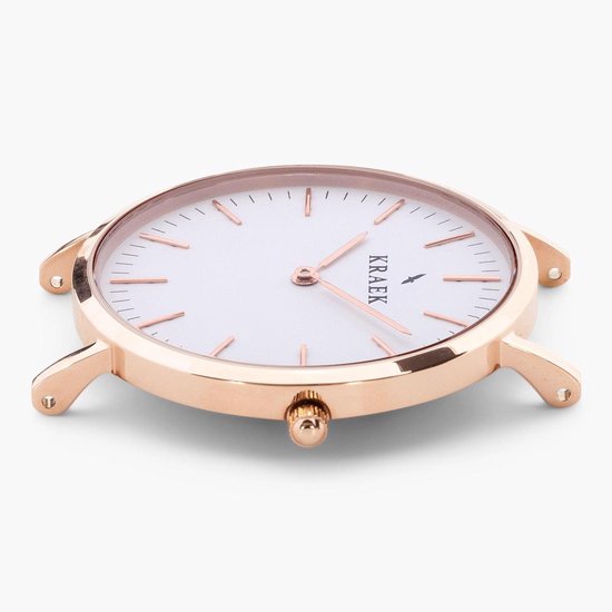 KRAEK Alouette Rosé Goud Wit 36mm - Dames Horloge - Rosé Goud Mesh horlogebandje
