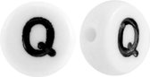 Letterkraal Q - rond 7mm - wit - 10 stuks