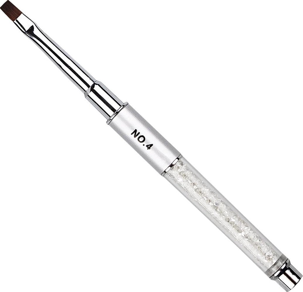 Goedkoopste Gel-Penseel Zilver nr. 6 met steentjes- Nail Brush - Nagel Penselen - Nagel Gel - Nagel Kwasten