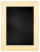 Zwart Schoolbord met Houten Lijst - Blank Ongelakt - 57 x 77 cm - Lijstbreedte: 39 mm - Breed