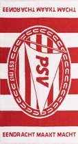 Handdoek PSV rood/wit gestreept: 50x100 cm