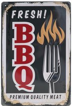 Wandbord – BBQ  – Barbeque  - Vintage - Retro -  Wanddecoratie – Reclame bord – Restaurant – Kroeg - Bar – Cafe - Horeca – Metal Sign - 20x30cm