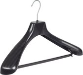 De Kledinghanger Gigant - 70 x Mantel / kostuumhanger kunststof zwart met schouderverbreding en broeklat, 45 cm