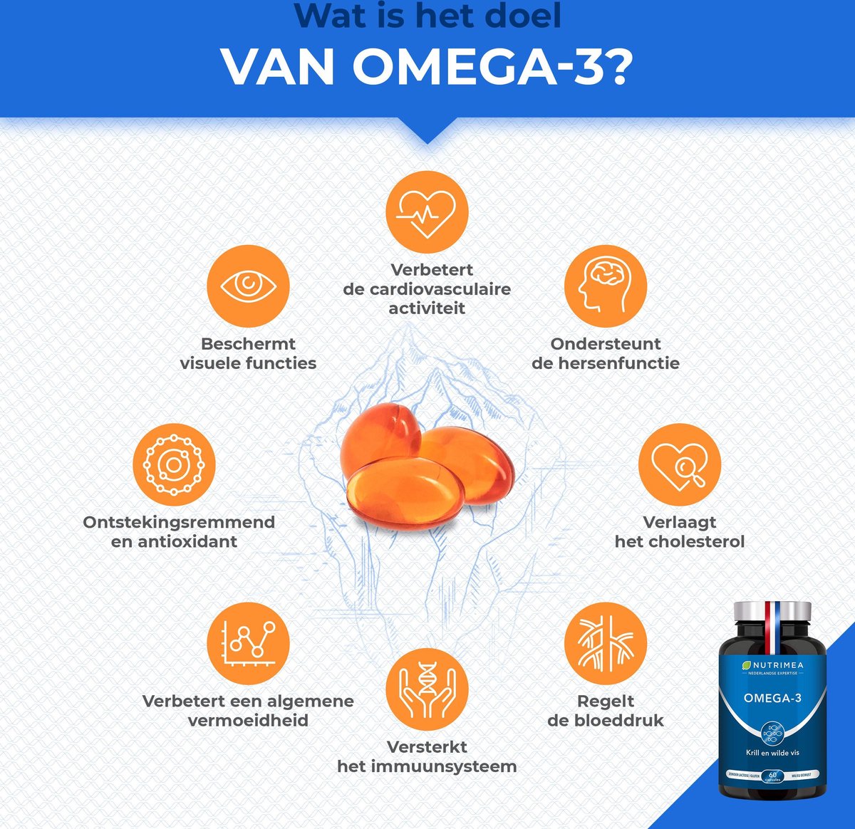 Omega 3 • Antioxidant • Hoge dosering DHA & EPA • Nutrimea • 60