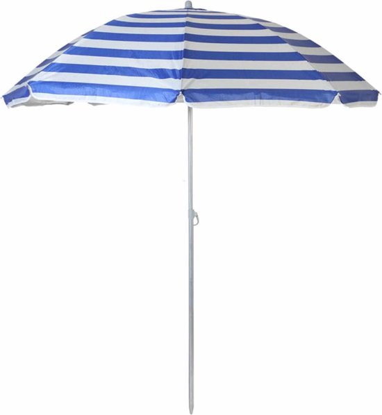 Verstelbare strand/tuin parasol blauw/wit 140 cm - Zonbescherming -  Voordelige parasols | bol.com