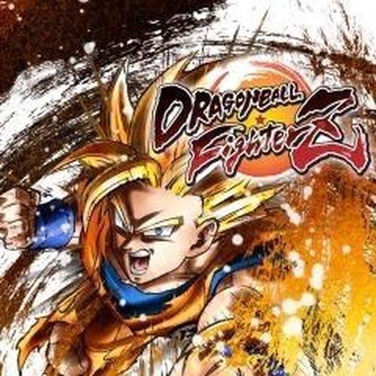 De voorkant van Dragon Ball FighterZ met Goku met stekelhaar en een oranje gevechtspak.