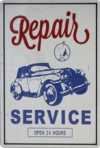 Wandbord – Repair service - Autogarage - Vintage - Retro -  Wanddecoratie – Reclame bord – Restaurant – Kroeg - Bar – Cafe - Horeca – Metal Sign - 20x30cm