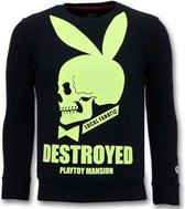 Luxe Sweater Mannen - Destroyed Playtoy - Navy /Zwart