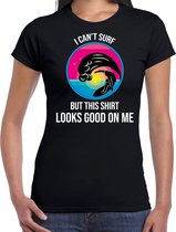 I can not surf but this shirt looks good on me fun tekst t-shirt / shirt  - zwart - voor dames - fun tekst / grappige shirts / surf outfit 2XL