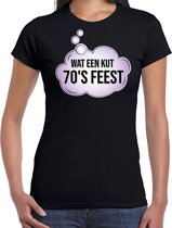 Seventies feest t-shirt / shirt wat een kut 70s feest - zwart - voor dames - dance / disco kleding / 70s feest shirts / outfit XS