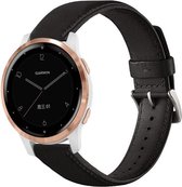 Leer Smartwatch bandje - Geschikt voor  Garmin Vivoactive 4s leren band - 40mm - zwart - Horlogeband / Polsband / Armband