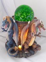 Draken beeld drakenlamp met 4 draken en glazen bol van H.Originals ZEER MOOI  20x16x16 cm