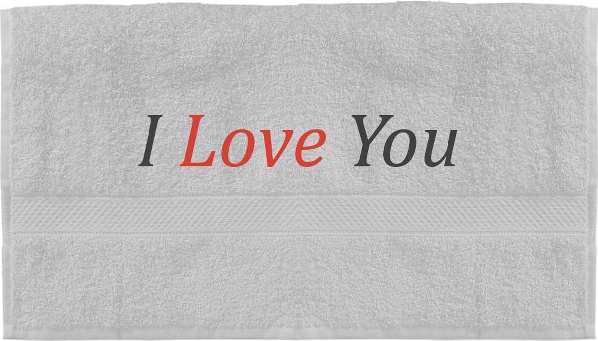 Handdoek - ILoveyou - 100x50cm - Wit