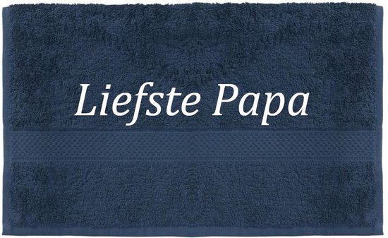 Handdoek - Liefste Papa - 100x50cm - Donker blauw
