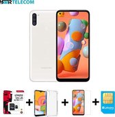 Samsung Galaxy A11 2020|32GB|dual sim|Wit+16GB SD kaart+ Hoesje + Beschermglas + NL simkaart