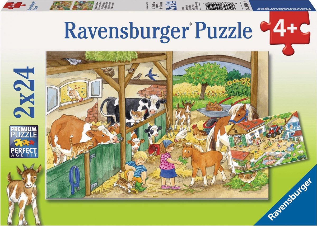 Ravensburger puzzel Vrolijk boerderijleven- 2x24 stukjes - kinderpuzzel — afbeelding 7