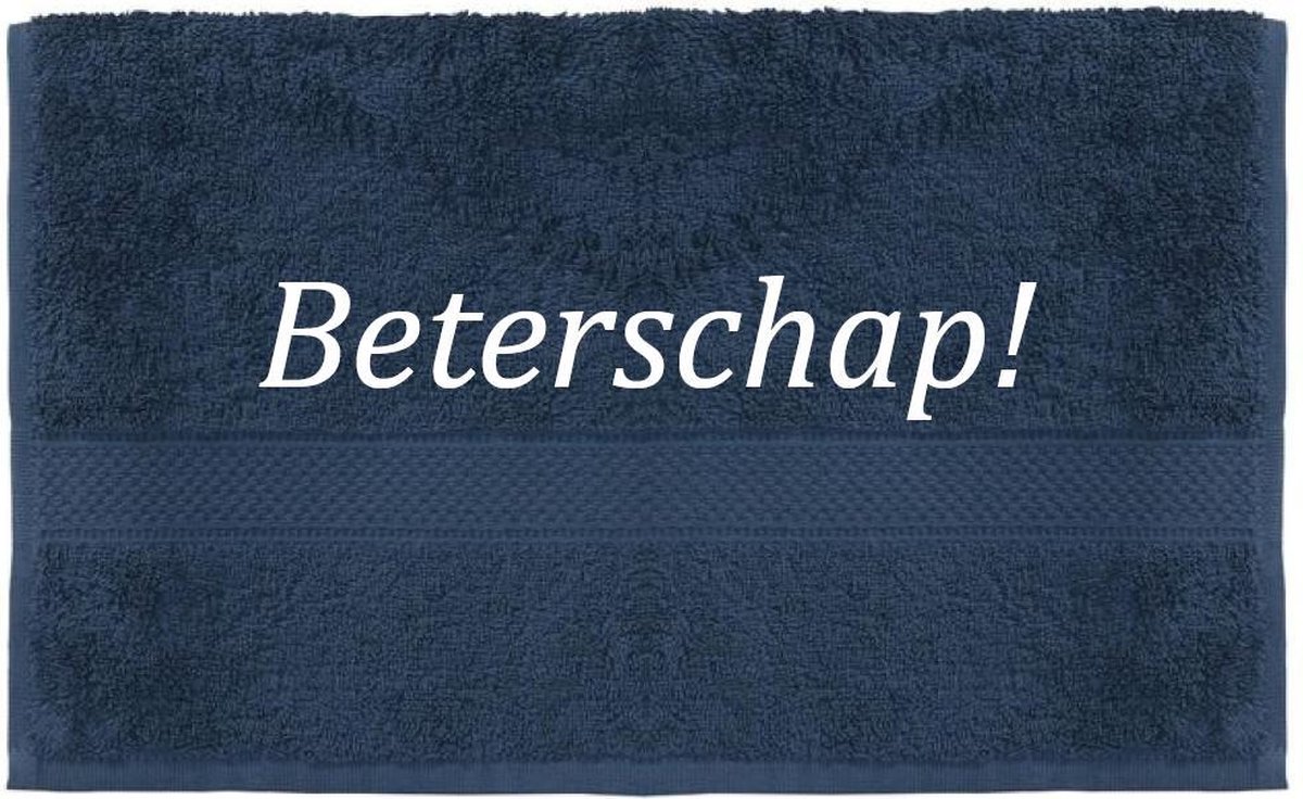 Handdoek - Beterschap - 100x50cm - Donker blauw