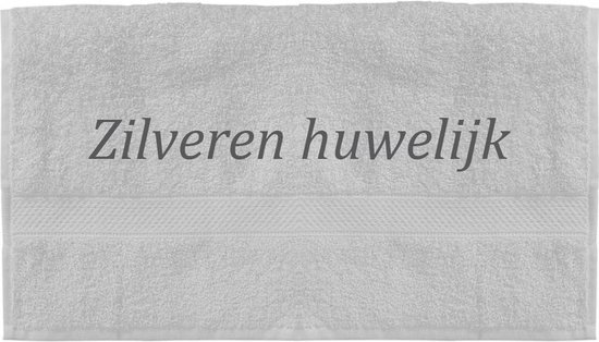 Handdoek - Zilveren huwelijk - 100x50cm - Wit