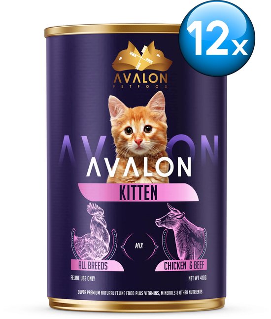 Avalon Petfood Cat Kitten - Kattenvoer - 12 x 410 gr