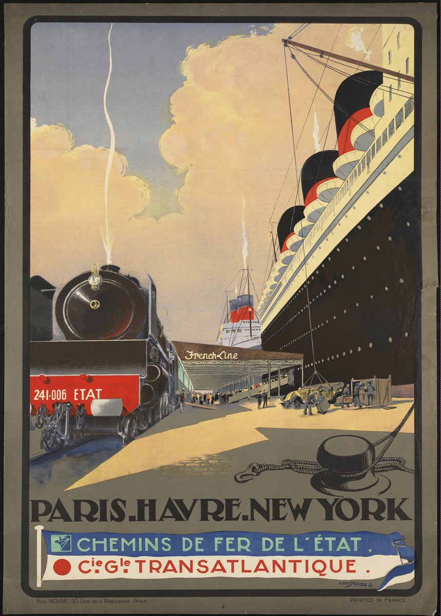 Esque Vintage Poster Titanic Parijs Havre New York - Reis poster - Trein & Titanic stijl - Large 70x50 Kleur
