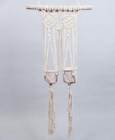 Macrame hanger met 2 terra potjes, ecru, H 84 x B 36 cm, Daan Kromhout