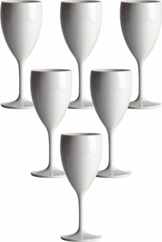 Positief Opstand tellen Plastic wijnglazen wit 34cl Onbreekbaar - 6 stuks | bol.com