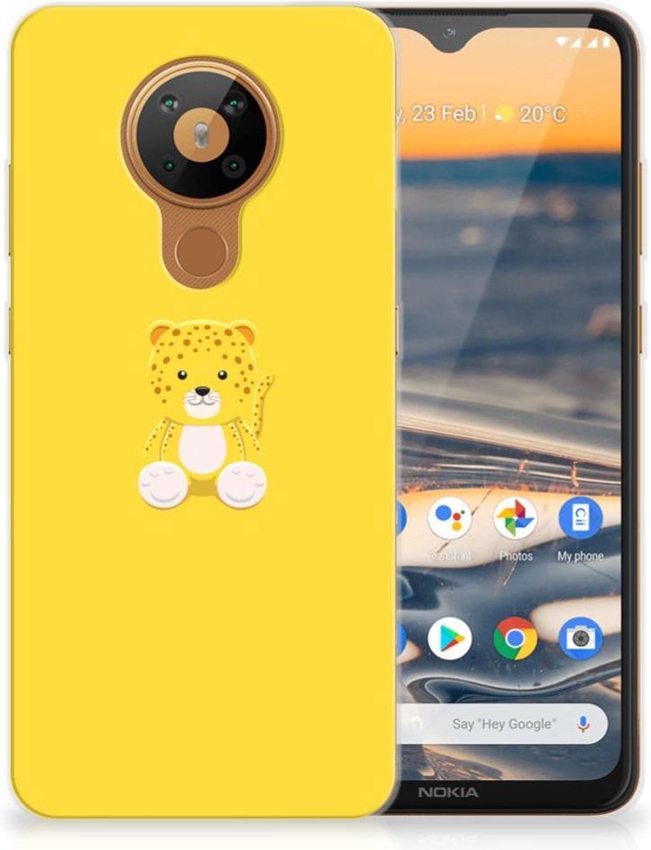 TPU Hoesje voor Nokia 5.3 Telefoonhoesje met Naam Baby Leopard