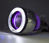 Xenon Angel eye voor Motorfiets / Scooters - Witte Angeleye met Paarse Devil Eye