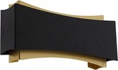 QAZQA plats - Moderne Wandlamp voor binnen - 2 lichts - D 8 cm - Zwart Goud - Woonkamer | Slaapkamer