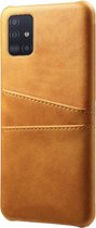 Samsung Galaxy A51 Card Backcover | Bruin | Hoesje | Hoogwaardige PU Leren Wallet | Pasjeshouder