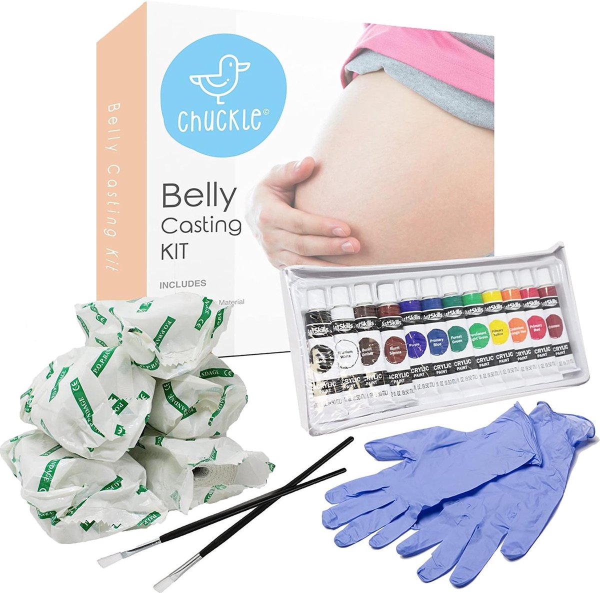 chuckle - Kit Complet Moulage Ventre Femme Enceinte avec Peintures