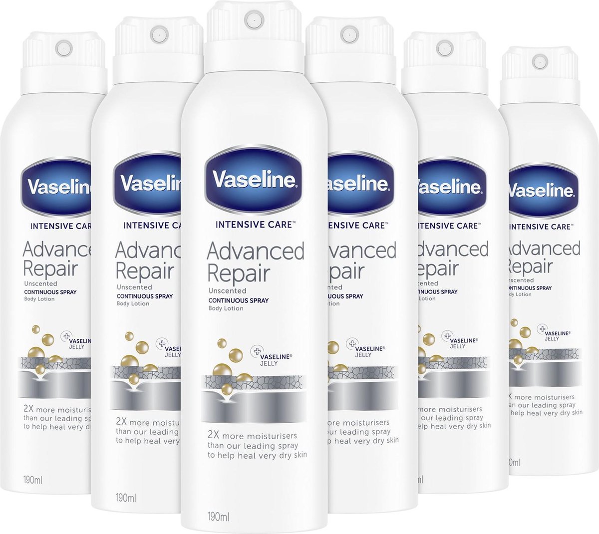 Vaseline Intensive Care Advanced Repair Bodylotion Spray- 6 x 190 ml - Voordeelverpakking - Vaseline