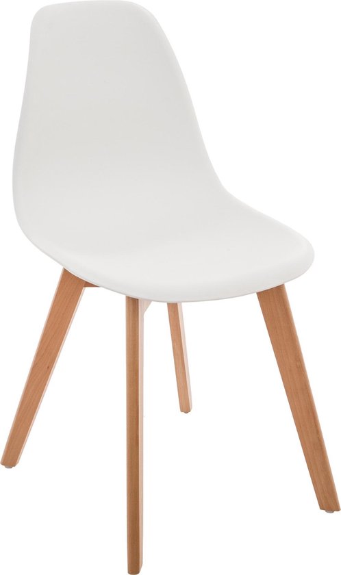Chaise haute scandinave blanche avec pieds en bois - 34x30x58cm - Chaise  haute basique | bol.com
