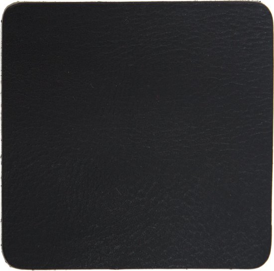 Xapron leren onderzetters vierkant - kleur Black (zwart) - 4 stuks