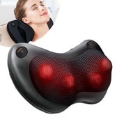 Elektrisch Shiatsu Massagekussen voor Been, Nek en Rug – 4 Roterende Ballen met Warmte Functie – voor Thuis en Auto – Inclusief 12V Auto Stekker - Zwart