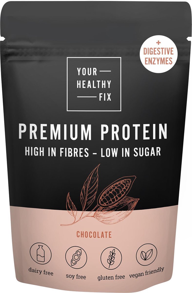Vegan proteïne poeder/eiwitpoeder - Met spijsverteringsenzymen - 400g - Chocolade