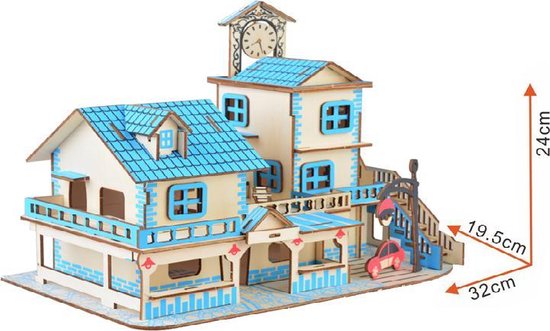 Bouwpakket Grieks Huis 'Villa Griekenland'hout- gekleurd | bol.com