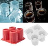 Ijsblokjesvorm Shotglas (4stuks) - Luxe Shotglas Ijsblokjesvormen - Siliconen - Ijsvormpjes - Icecube Tray - Borrelglas - Rood