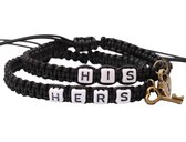 His & Hers armband set - Hartje - Zwart / Wit - Liefdes Cadeau - Geschenkset Man Vrouw - Valentijnsdag voor Mannen - Valentijn Cadeautje voor Hem - Valentijn Cadeautje Vrouw